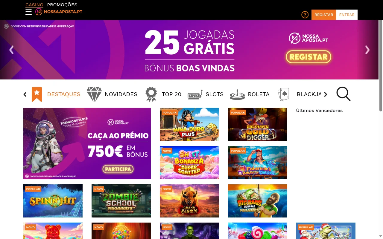 Nossa Aposta casino online secção de jogos Portugal